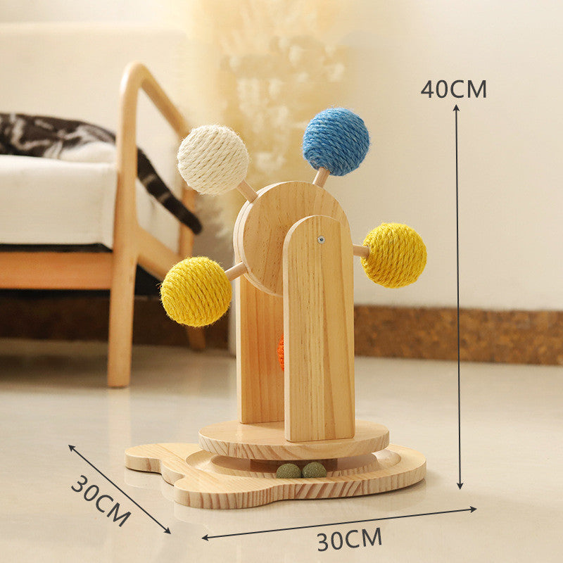 Solid Wood Rotary Cat Scratcher