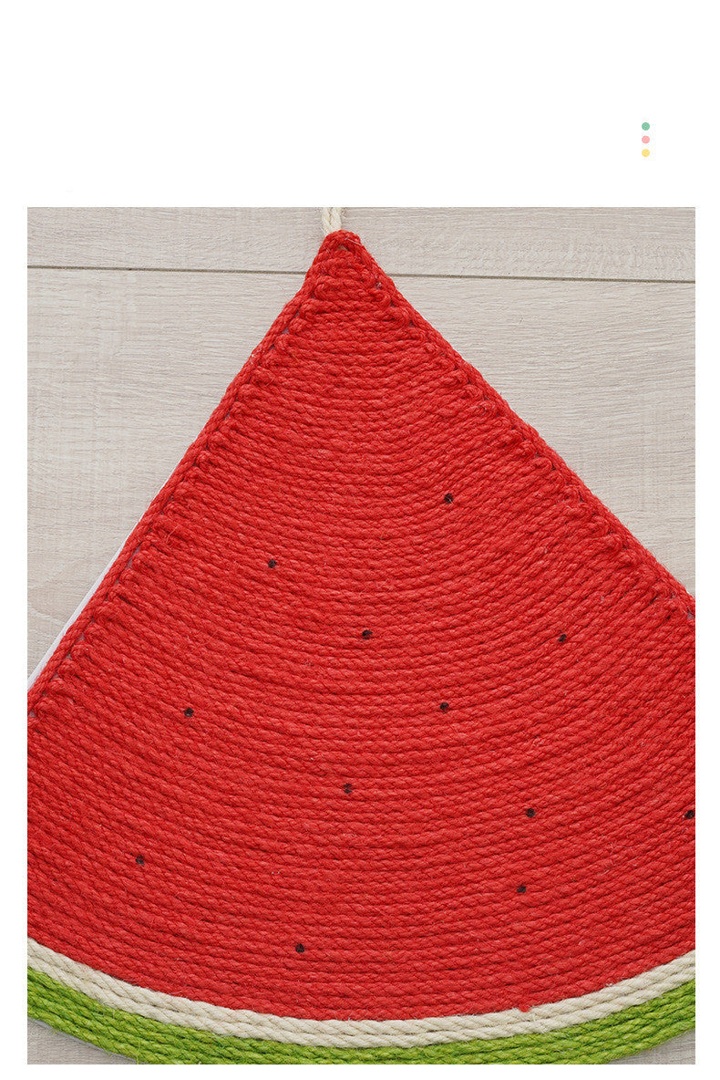 Watermelon Linen Cat Mat with Sisal Claw Board