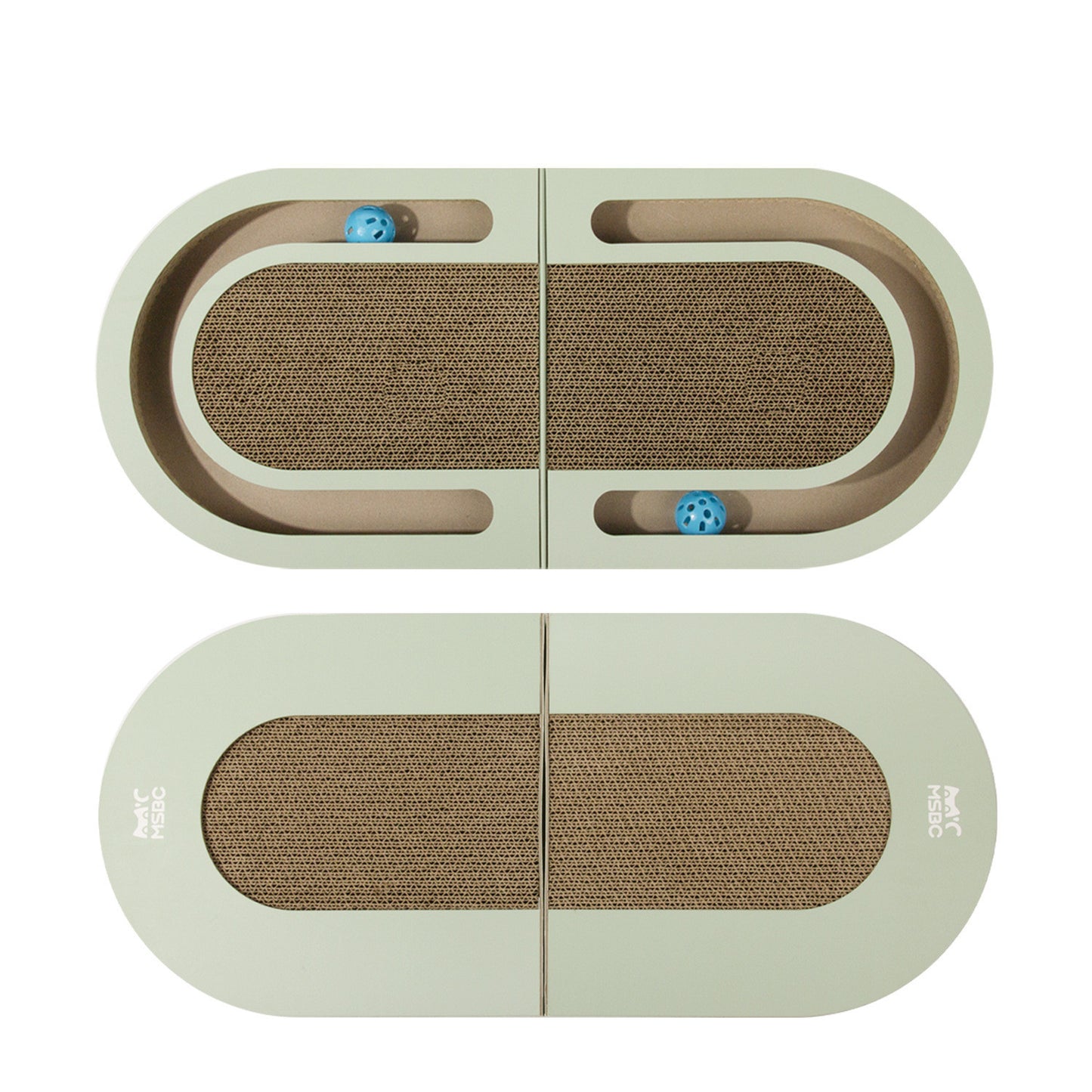 Folding Corrugated Paper Cat Scratcher with Ball