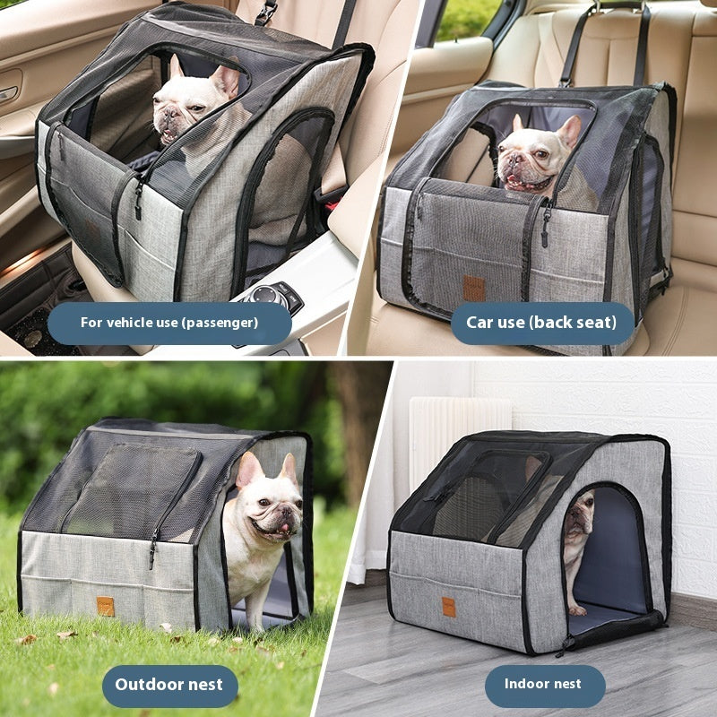 Foldable Waterproof Pet Car Cage with Mat