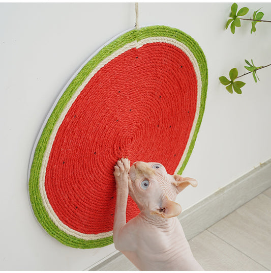 Watermelon Linen Cat Mat with Sisal Claw Board