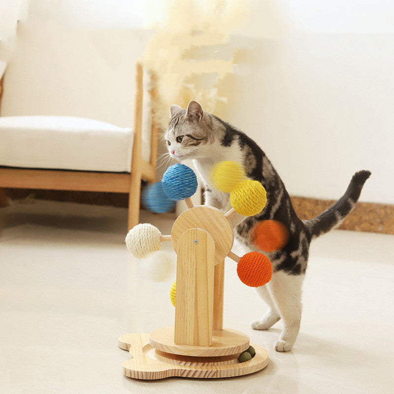 Solid Wood Rotary Cat Scratcher