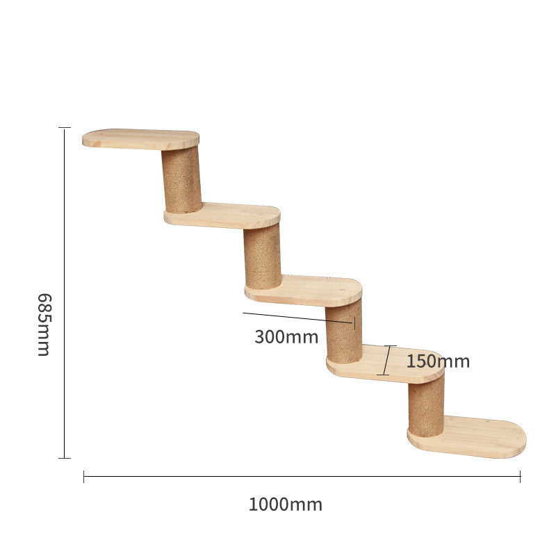 Wall-Mounted Solid Wood Cat Climbing Frame