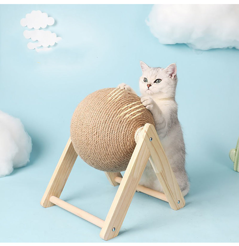 Vertical Sisal Cat Toy with Catching Ball