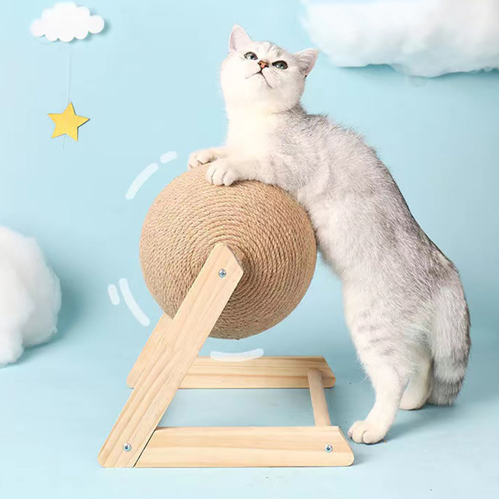 Vertical Sisal Cat Toy with Catching Ball