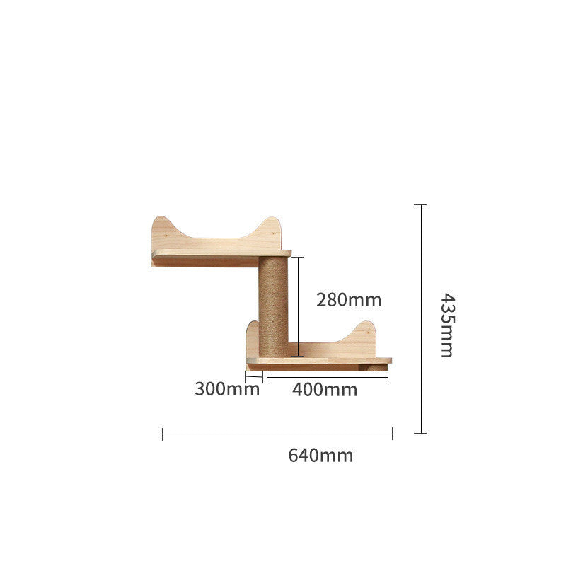 Wall-Mounted Solid Wood Cat Climbing Frame