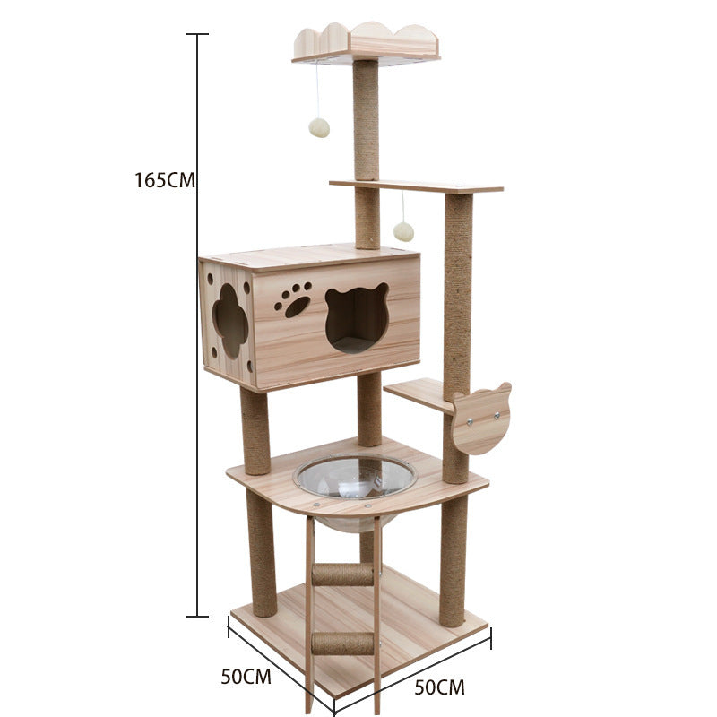 Cat Climbing Tree with Crawl Nest, Scratching Board & Space Capsule