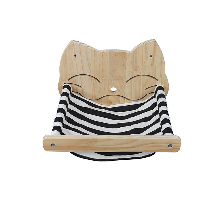 Pine Wood Cat Climbing Frame with Wall Hammock and Capsule Toy