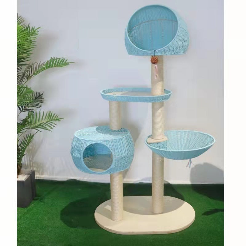 Integrated Multi-Layer Solid Wood Cat Tree