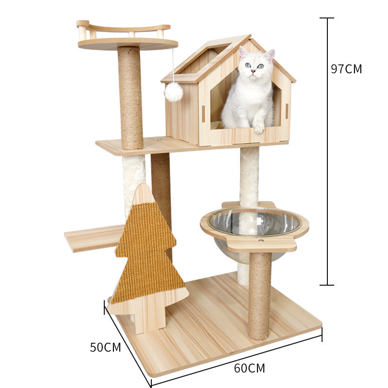 Cat Climbing Tree with Crawl Nest, Scratching Board & Space Capsule