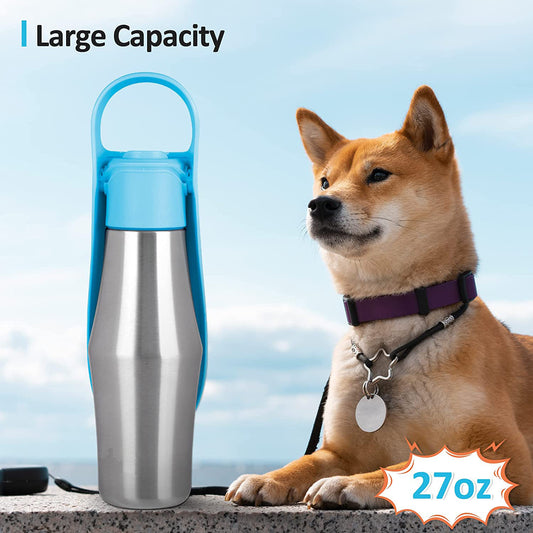 Portable Pet Water Bottle with Silicone Leaf
