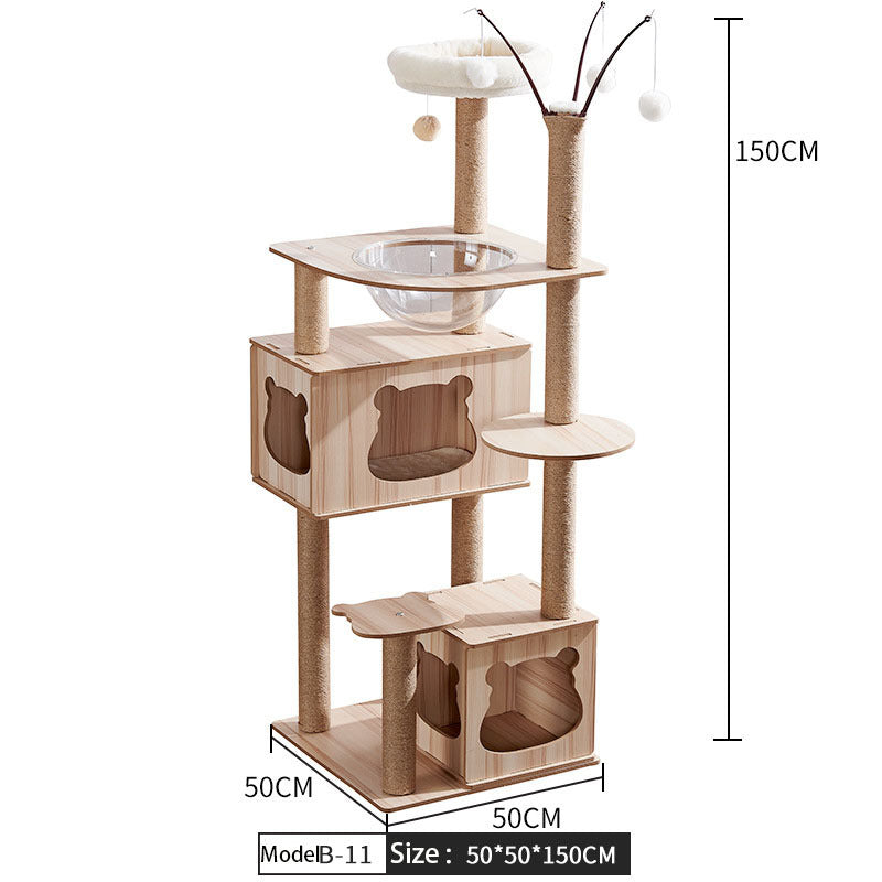Cat Climbing Tree with Crawl Nest, Scratching Board & Space Capsule