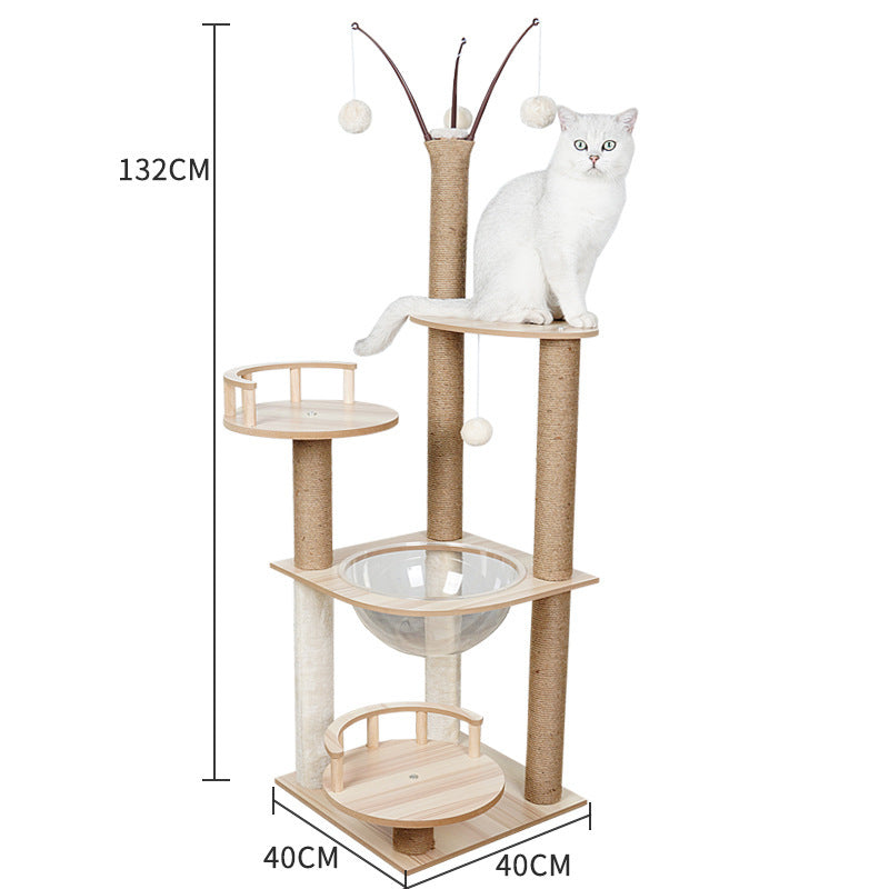 Cat Climbing Tree with Crawl Nest, Scratching Board & Space Capsule