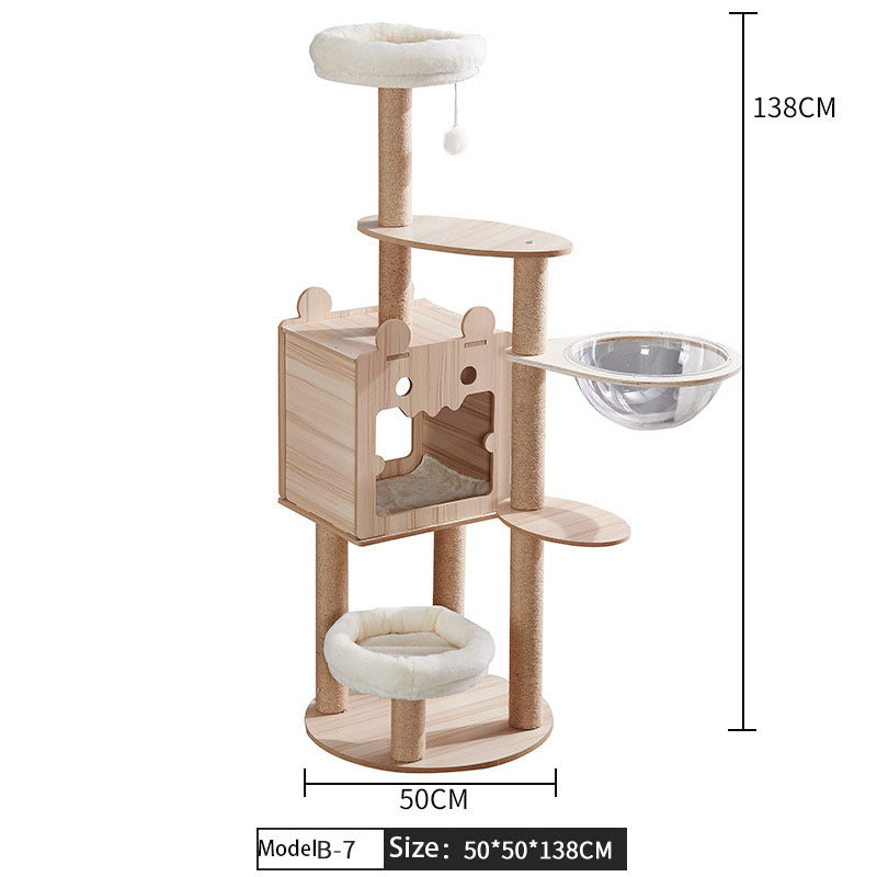 Cat Climbing Tree with Crawl Nest, Scratching Board & Space Capsule