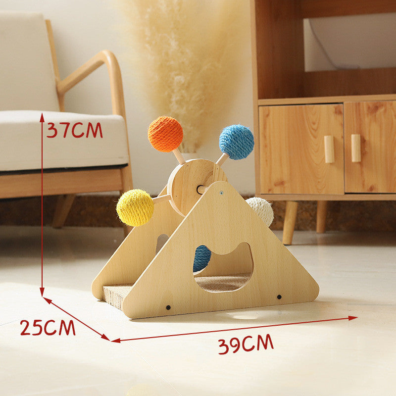 Solid Wood Rotary Cat Scratcher