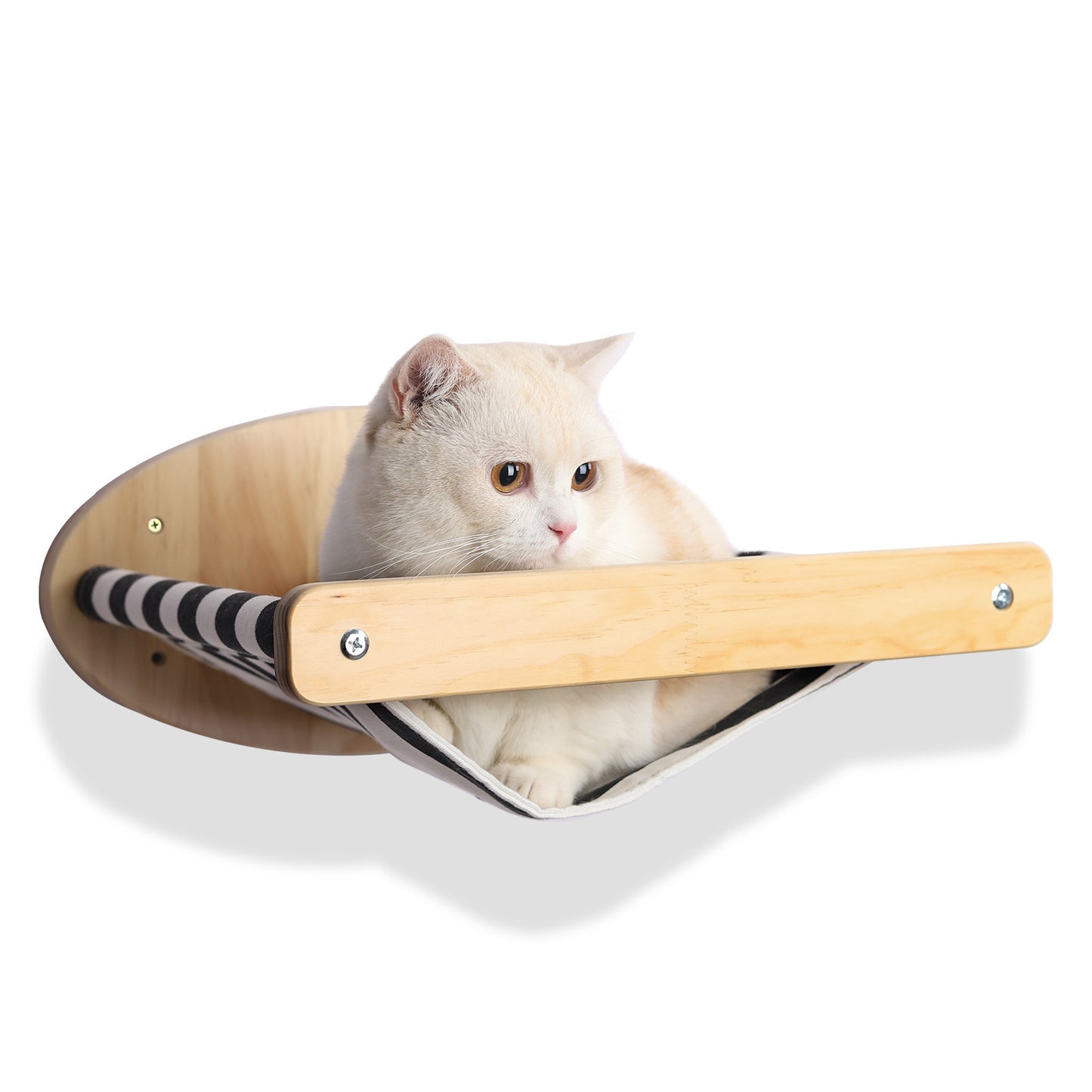 Pine Wood Cat Climbing Frame with Wall Hammock and Capsule Toy