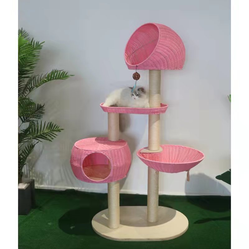 Integrated Multi-Layer Solid Wood Cat Tree